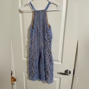 Blue and nude lace dress
